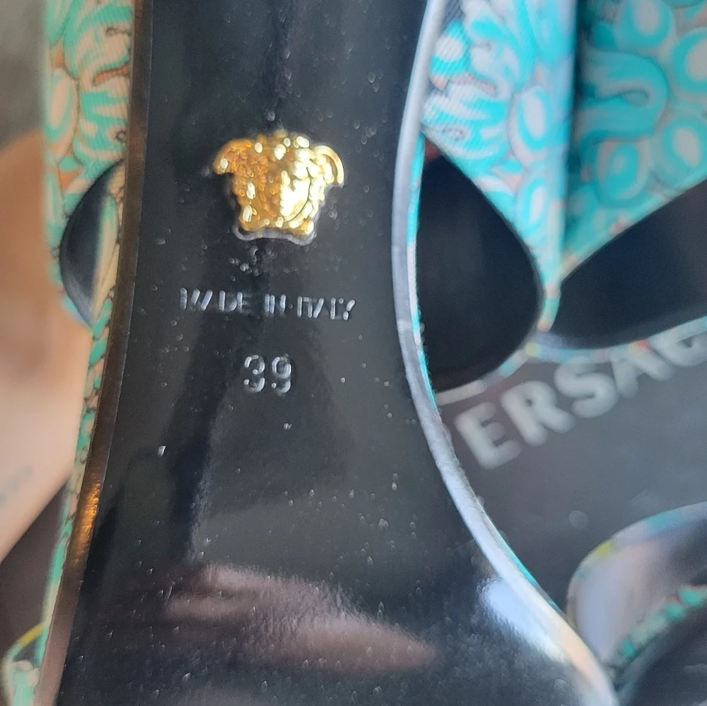 Like New Versace Fluo Barocco High Heel Sandals - Picture 6 of 7